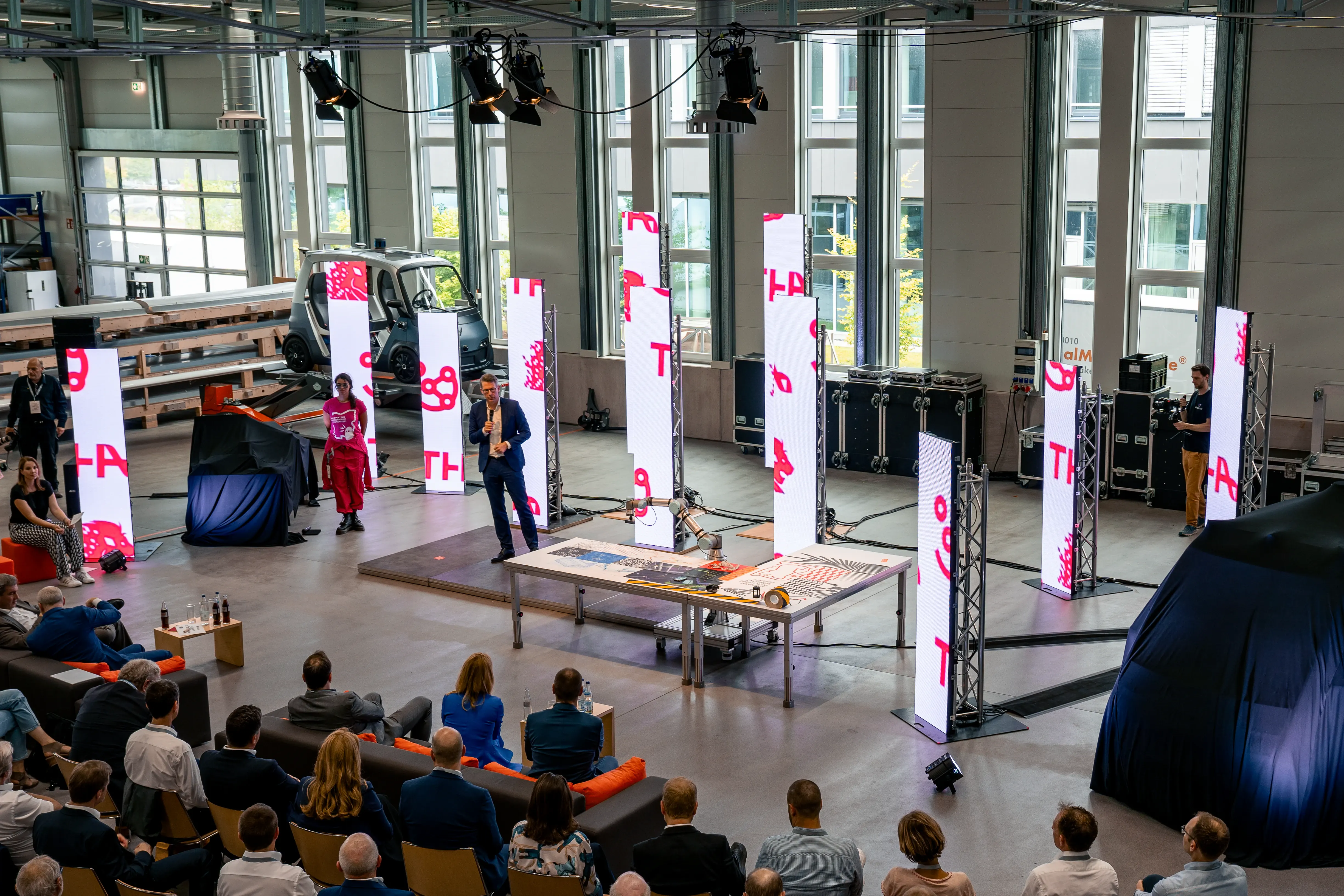 B-Bot robotic installation in the exhibition space