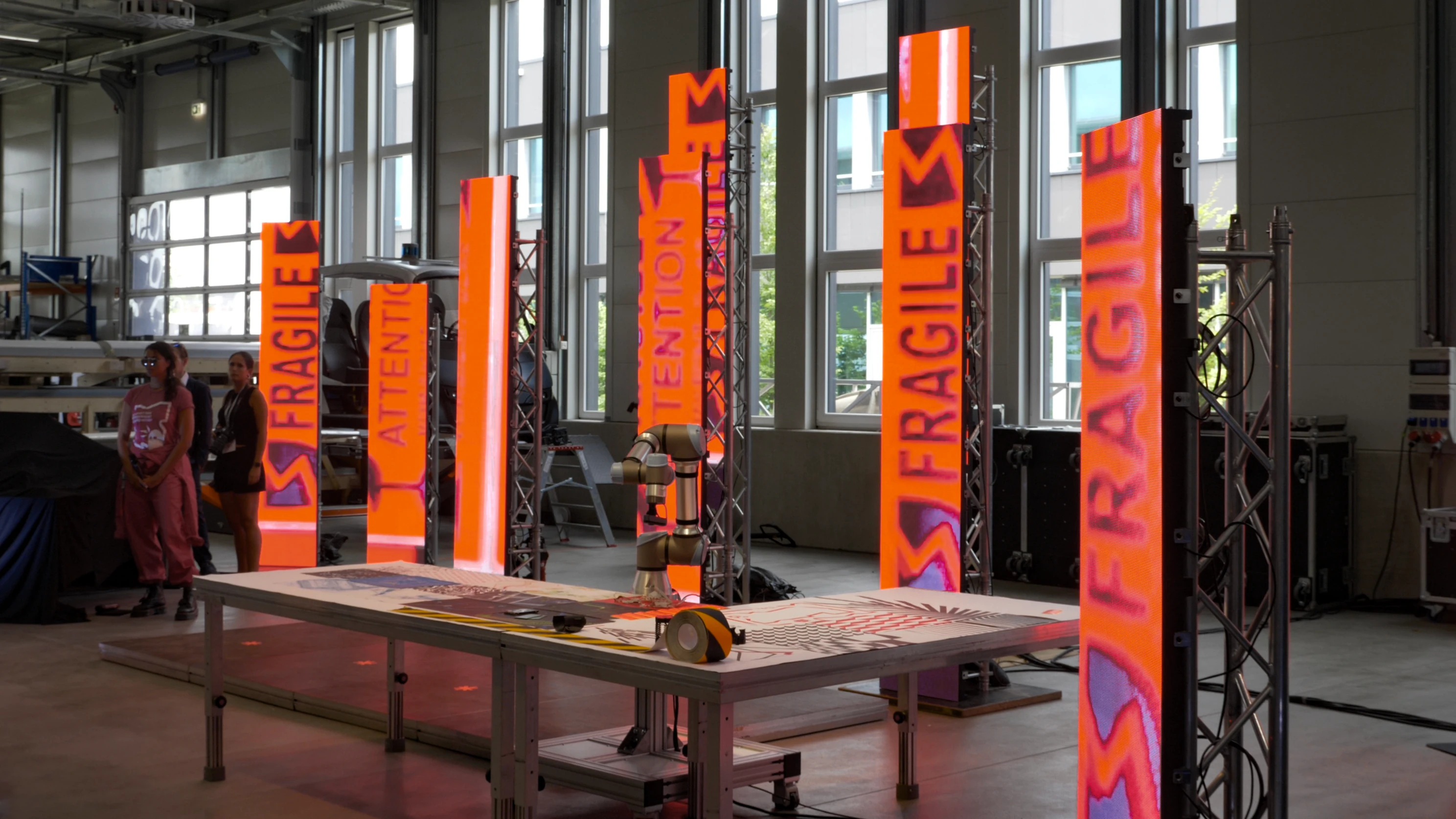 B-Bot robotic installation in the exhibition space